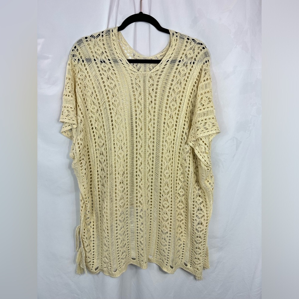 crochet tan swim cover up size M